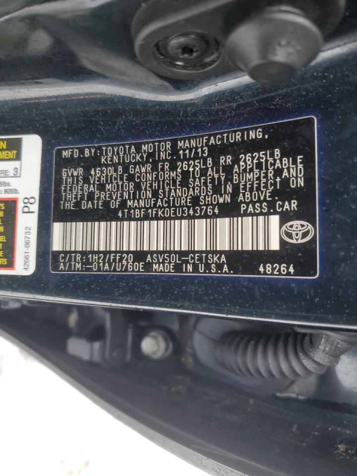 2014 Toyota Camry VIN 4T1BF1FK0EU343764 Copart auction photo, front end damage thumbnail 12