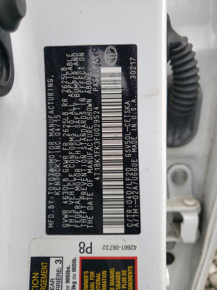 2015 Toyota Camry VIN 4T1BK1FK3FU029524 Copart auction photo, front end damage thumbnail 12