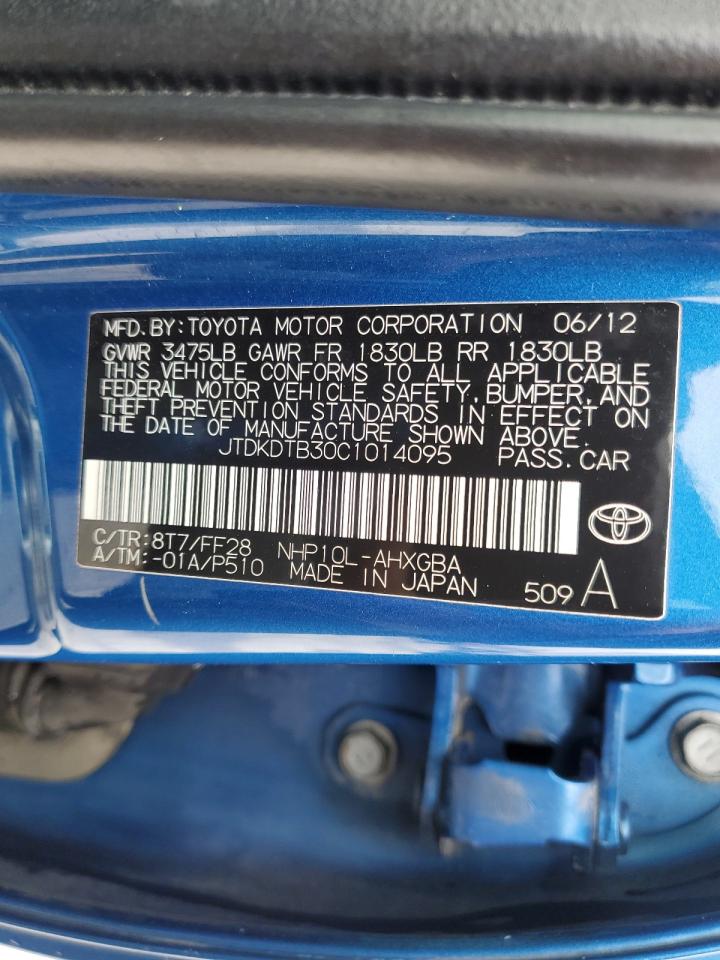 2012 Toyota Prius VIN JTDKDTB30C1014095 Copart auction photo, all over damage thumbnail 12