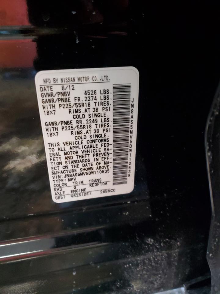 2013 Nissan Rogue VIN JN8AS5MV5DW110535 Copart auction photo, front end / minor dent/scratches damage thumbnail 15