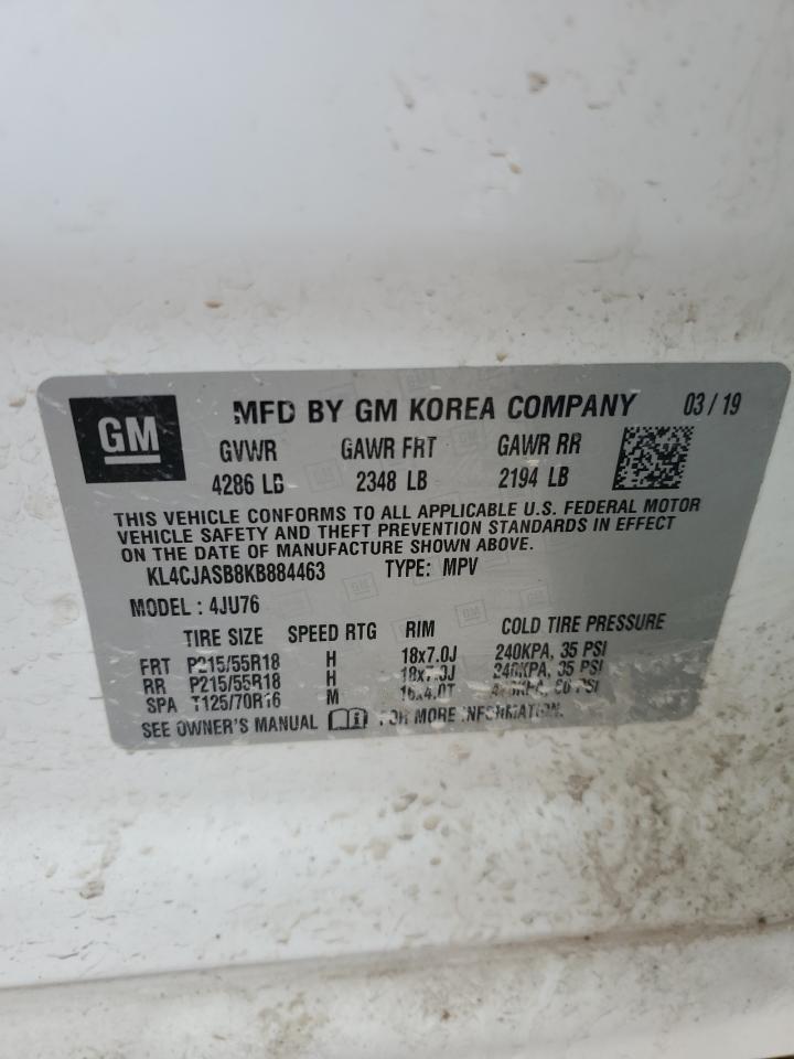 2019 Buick Encore VIN KL4CJASB8KB884463 Copart auction photo, front end / side damage thumbnail 13