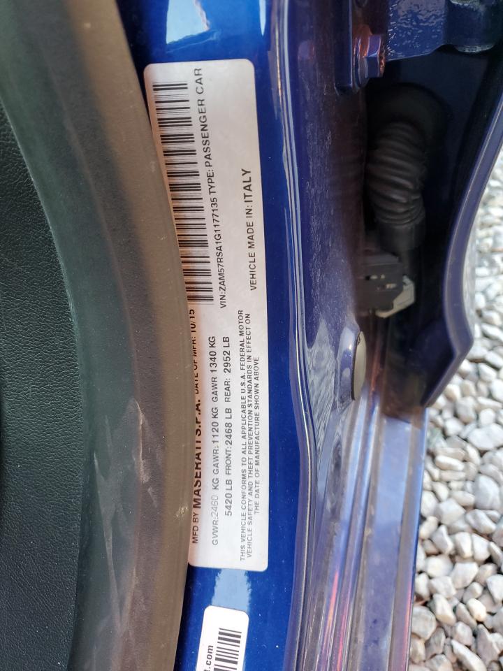 2016 Maserati Ghibli VIN ZAM57RSA1G1177135 Copart auction photo, front end / side damage thumbnail 13