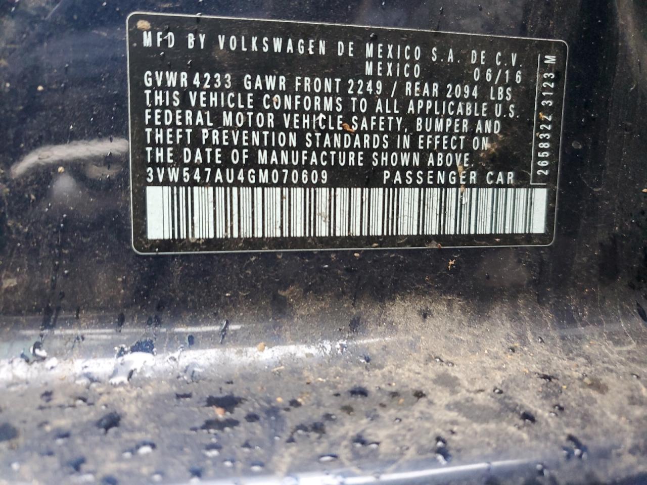 2016 Volkswagen GTI VIN 3VW547AU4GM070609 Copart auction photo, normal wear damage thumbnail 12