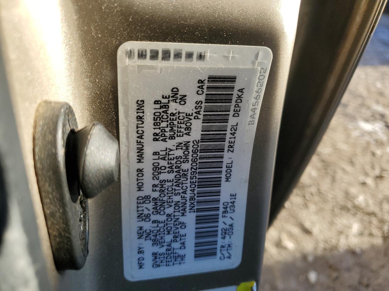2009 Toyota Corolla VIN 1NXBU40E59Z060602 Copart auction photo, all over damage thumbnail 13