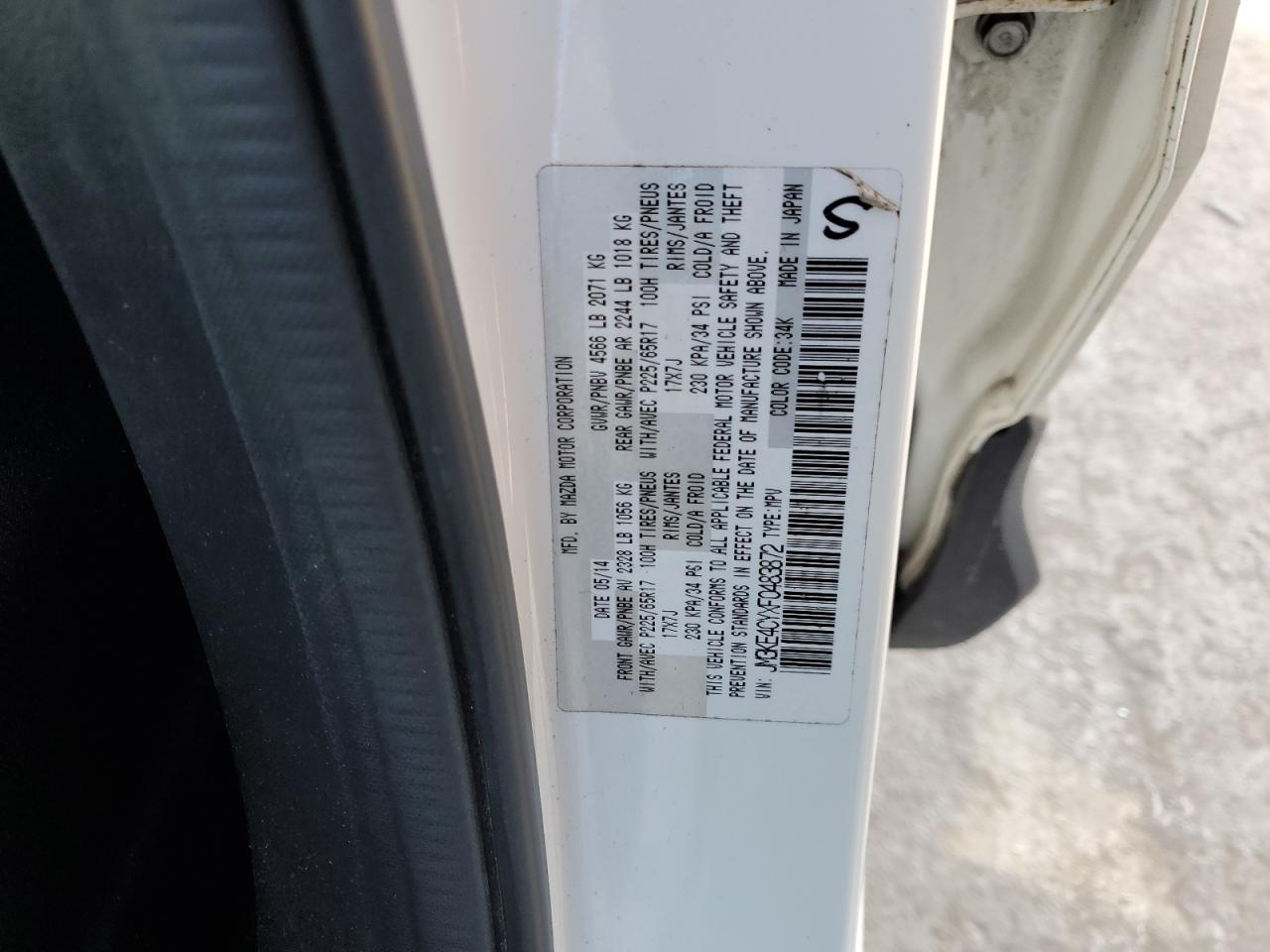 2015 Mazda CX-5 VIN JM3KE4CYXF0483872 Copart auction photo, rear end / front end damage thumbnail 16