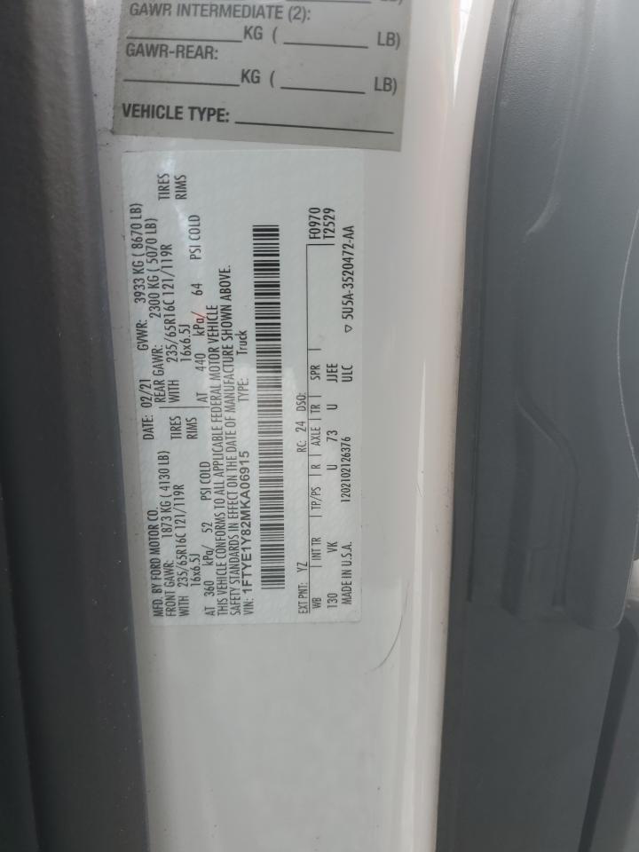 2021 Ford Transit VIN 1FTYE1Y82MKA06915 Copart auction photo, front end damage thumbnail 13