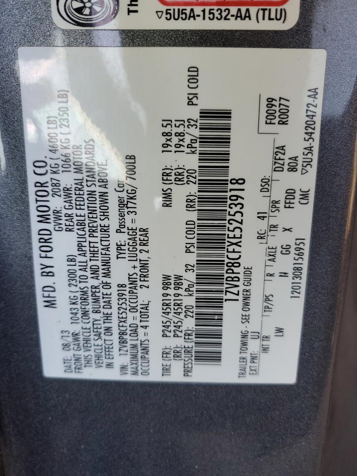 2014 Ford Mustang VIN 1ZVBP8CFXE5253918 Copart auction photo, rear end damage thumbnail 12