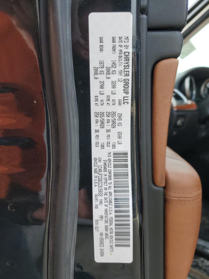 2012 Jeep Grand Cherokee VIN 1C4RJFCG6CC315033 Copart auction photo, burn / undercarriage damage thumbnail 13