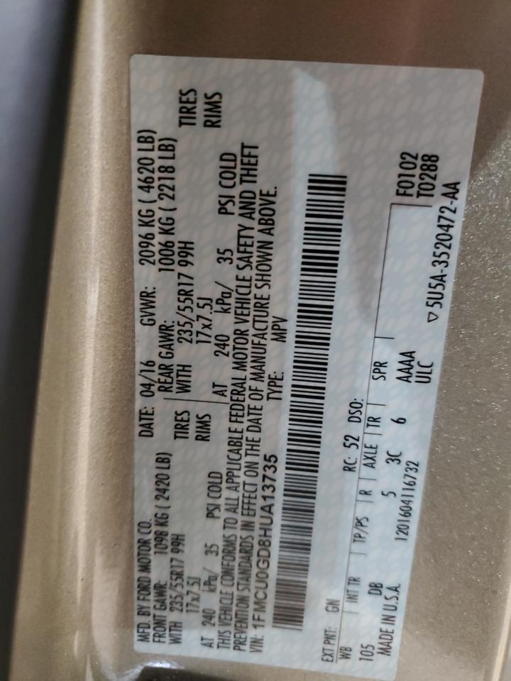 2017 Ford Escape VIN 1FMCU0GD8HUA13735 Copart auction photo, mechanical / minor dent/scratches damage thumbnail 13