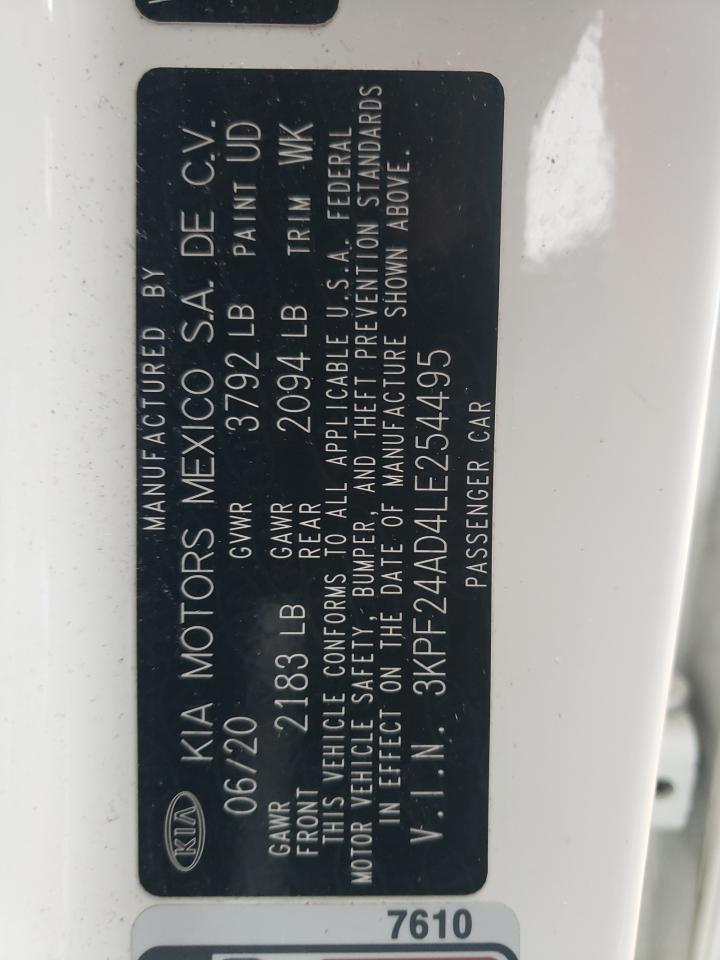 2020 KIA Forte VIN 3KPF24AD4LE254495 Copart auction photo, all over damage thumbnail 13