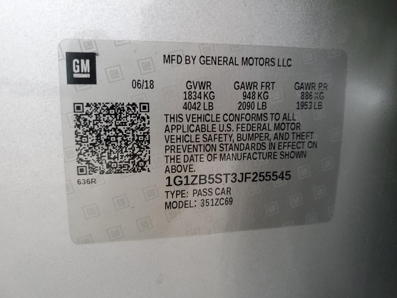 2018 Chevrolet Malibu VIN 1G1ZB5ST3JF255545 Copart auction photo, front end / undercarriage damage thumbnail 14