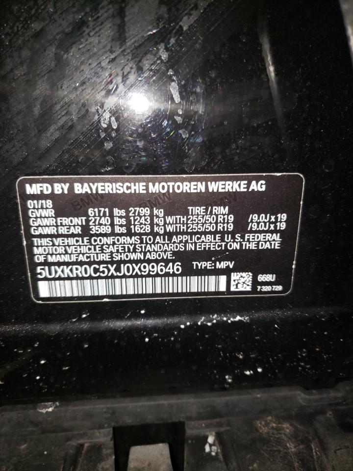 2018 BMW X5 VIN 5UXKR0C5XJ0X99646 Copart auction photo, front end damage thumbnail 13