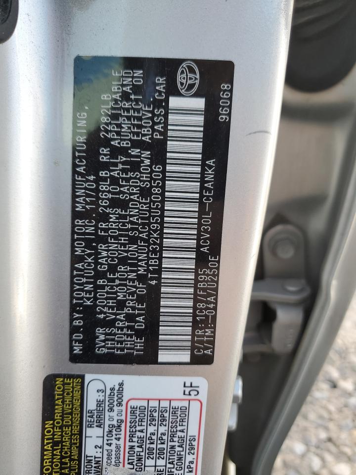 2005 Toyota Camry VIN 4T1BE32K95U508506 Copart auction photo, front end damage thumbnail 14