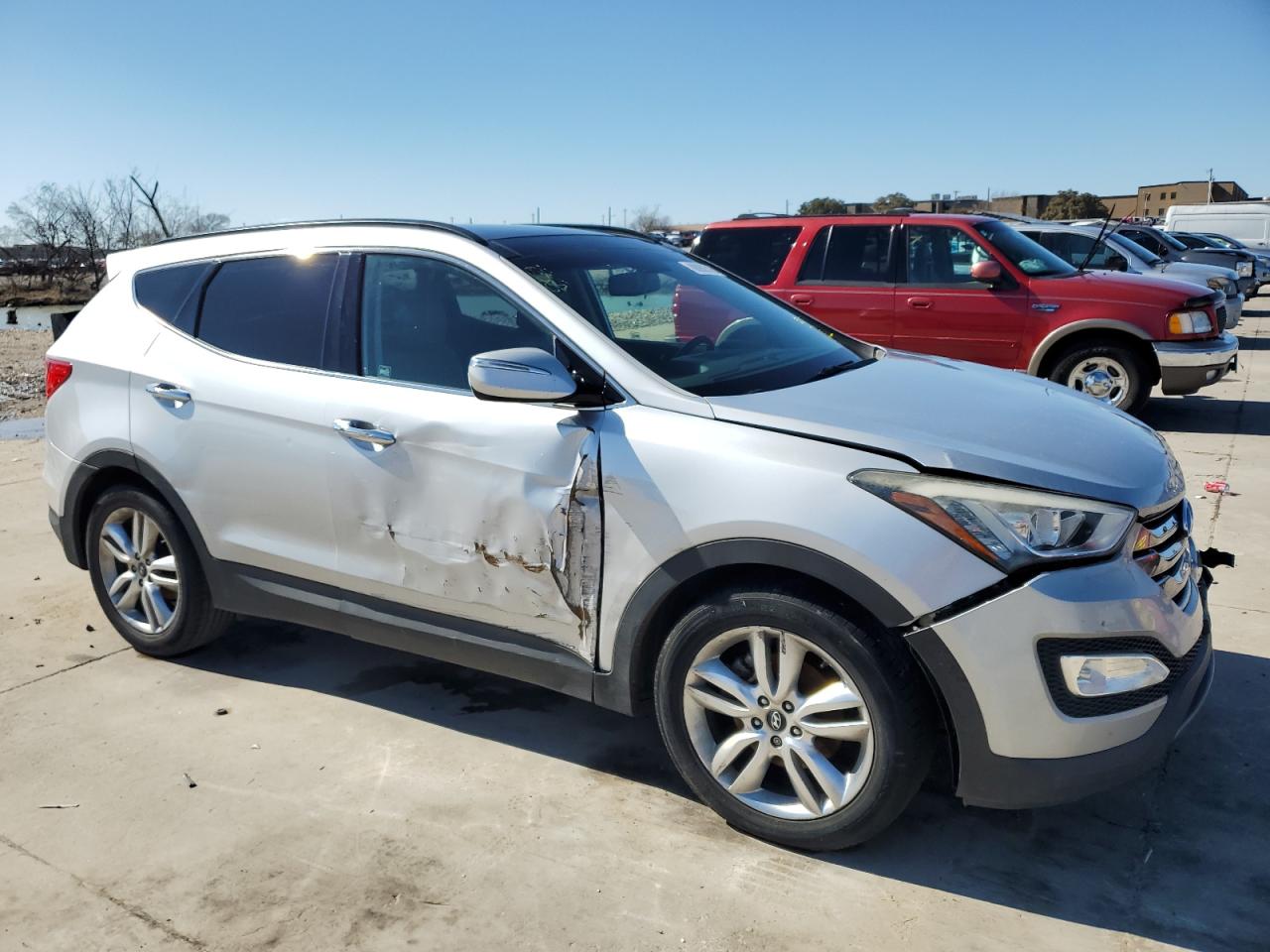 2014 Hyundai Santa Fe VIN 5XYZW3LA8EG153285 Copart auction photo, front end / side damage thumbnail 4