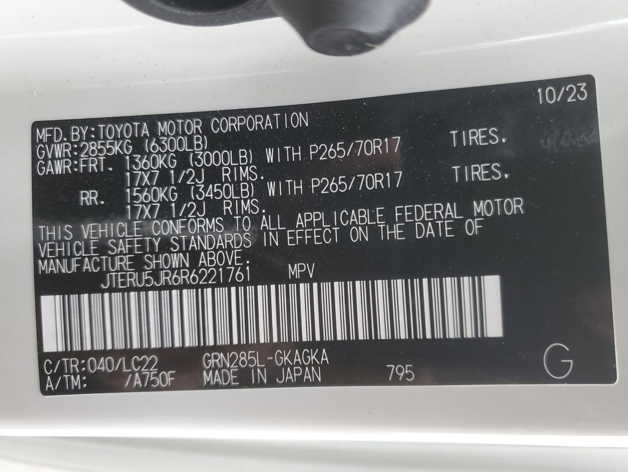 2024 Toyota 4Runner VIN JTERU5JR6R6221761 Copart auction photo, front end damage thumbnail 13