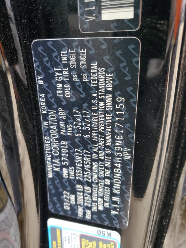 2022 KIA Carnival VIN KNDNB4H39N6171159 Copart auction photo, rear end damage thumbnail 13