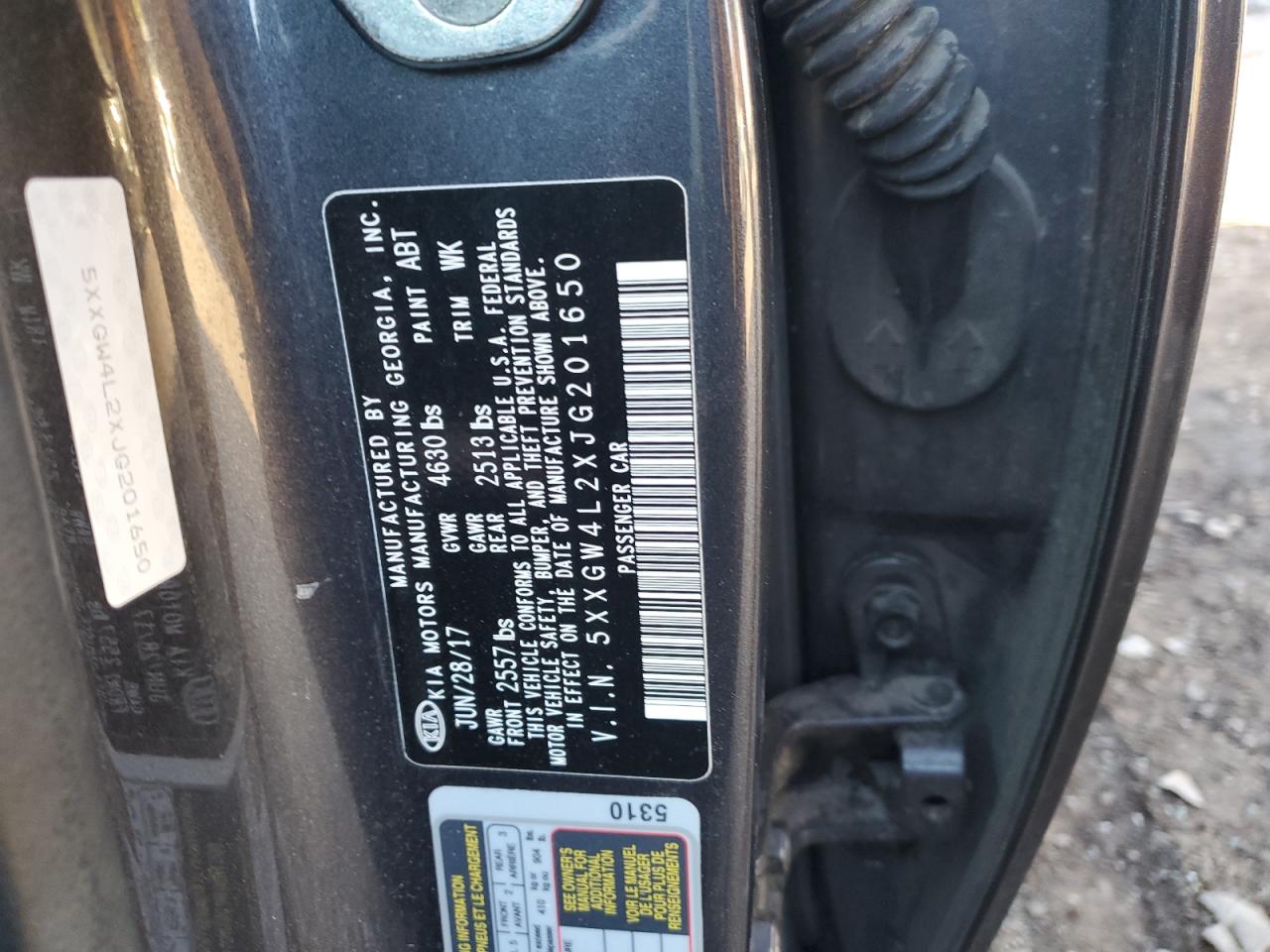 2018 KIA Optima VIN 5XXGW4L2XJG201650 Copart auction photo, front end damage thumbnail 14