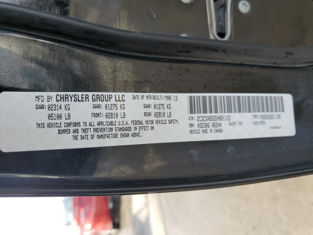 2013 Dodge Charger VIN 2C3CDXBG5DH681122 Copart auction photo, rear end damage thumbnail 13