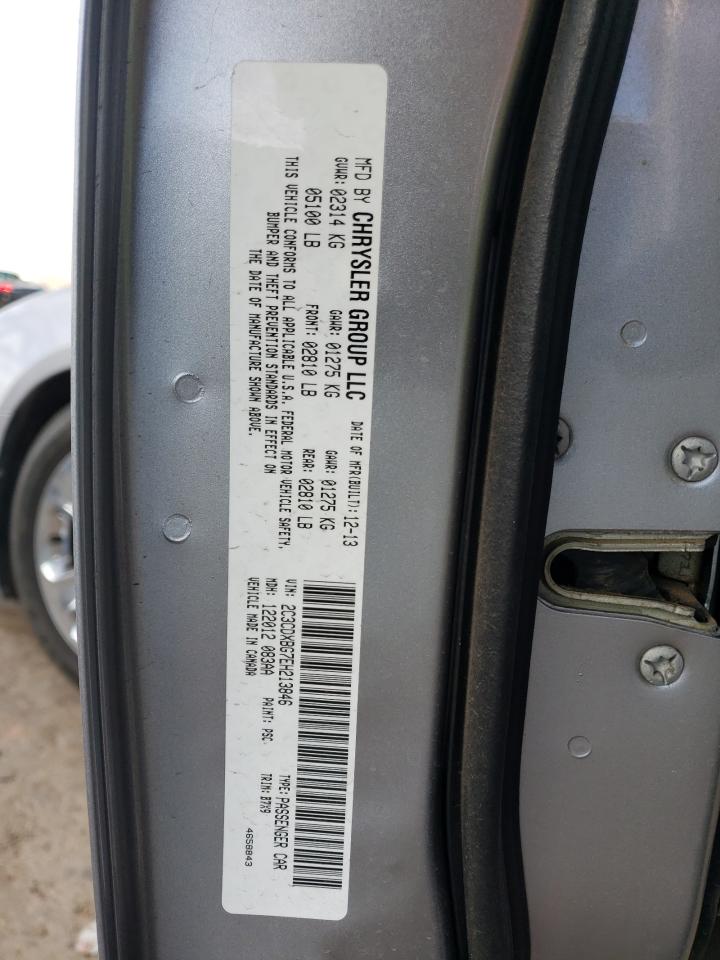 2014 Dodge Charger VIN 2C3CDXBG7EH213846 Copart auction photo, side / undercarriage damage thumbnail 14