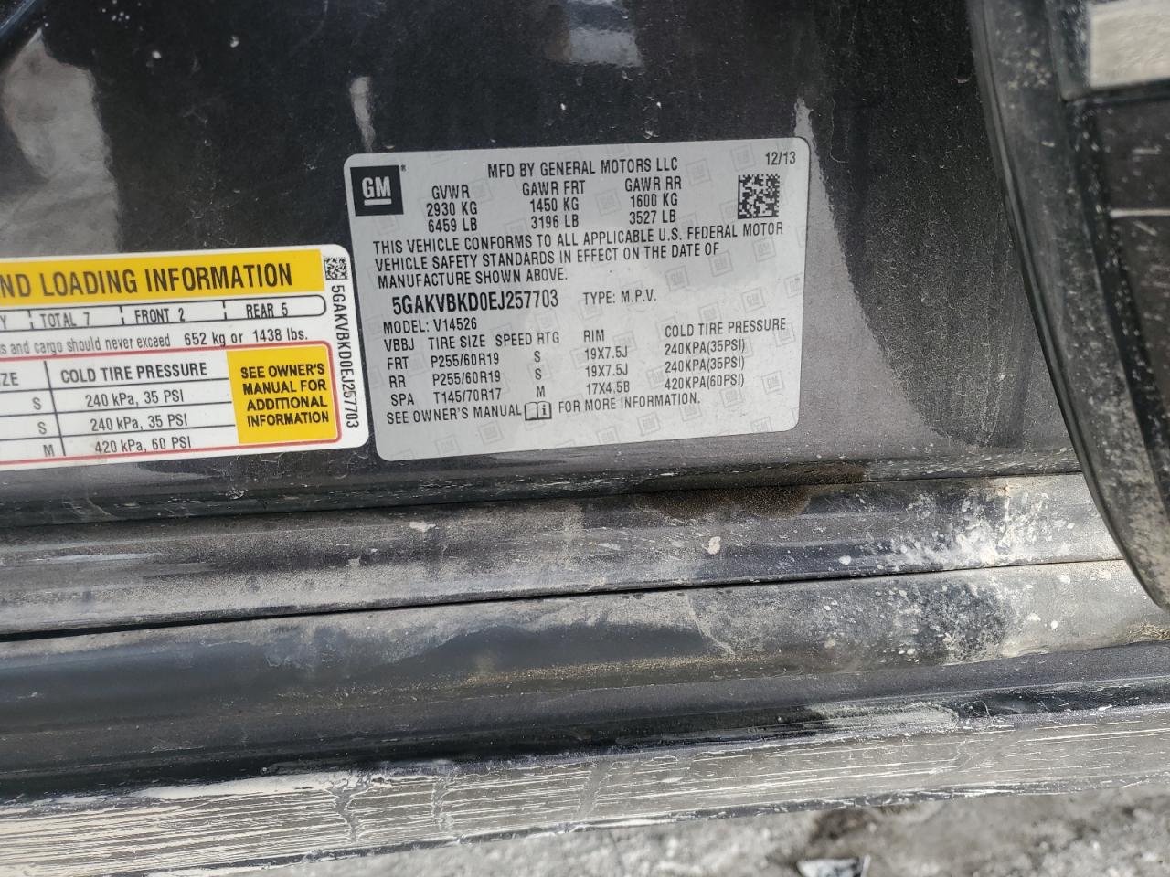 2014 Buick Enclave VIN 5GAKVBKD0EJ257703 Copart auction photo, front end damage thumbnail 16