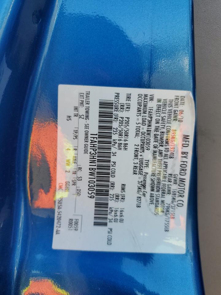 2011 Ford Focus VIN 1FAHP3HN1BW103059 Copart auction photo, front end damage thumbnail 12