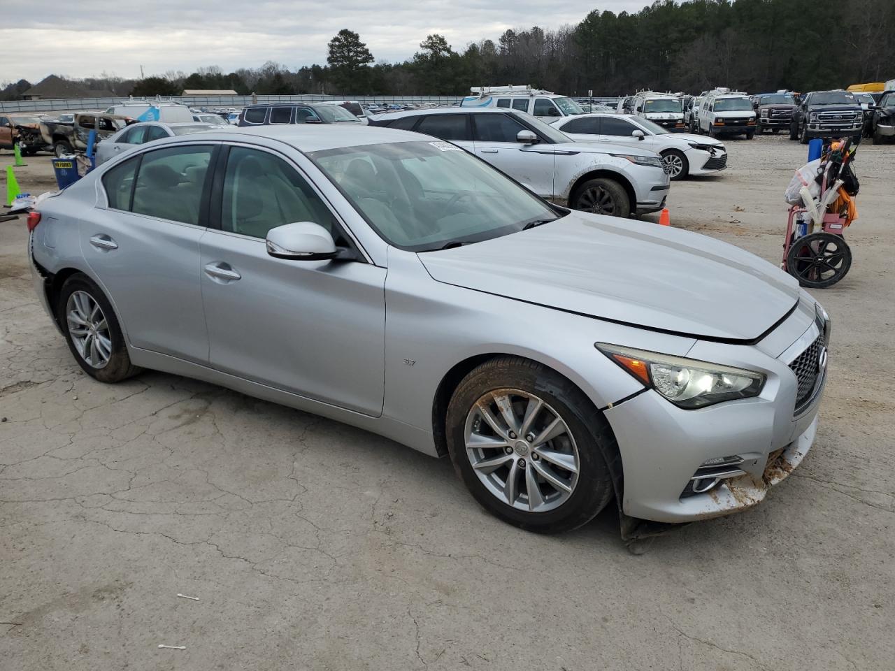 2014 Infiniti Q50 VIN JN1BV7AP5EM678499 Copart auction photo, rear end / front end damage thumbnail 4