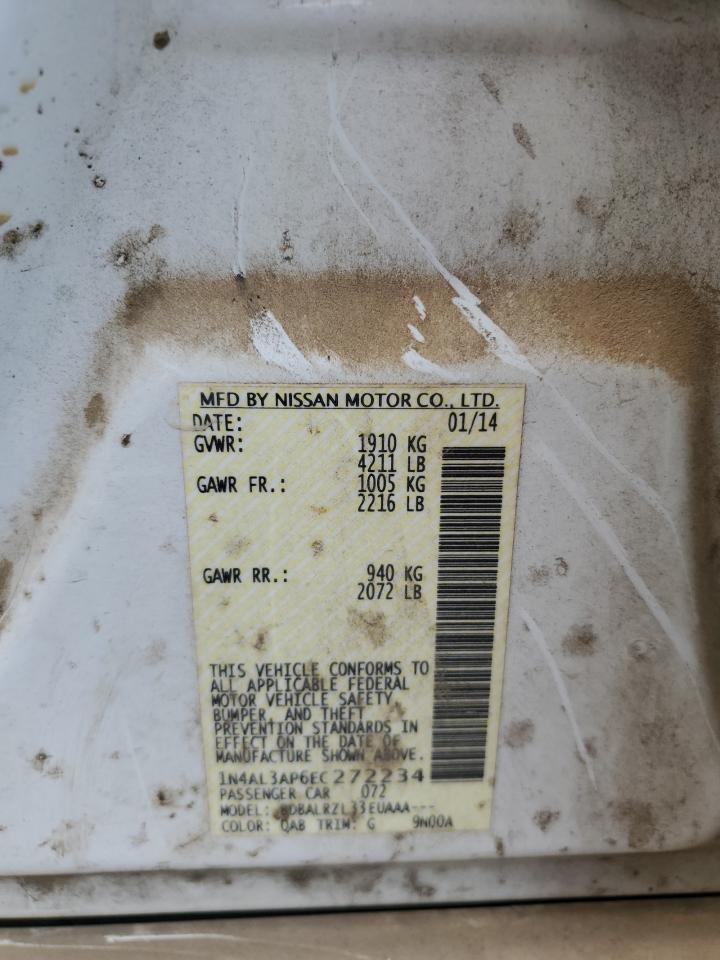 2014 Nissan Altima VIN 1N4AL3AP6EC272234 Copart auction photo, front end damage thumbnail 14