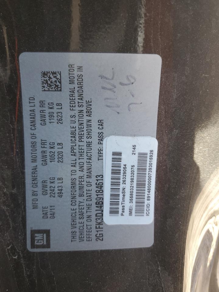 2011 Chevrolet Camaro VIN 2G1FK3DJ4B9184613 Copart auction photo, front end damage thumbnail 12