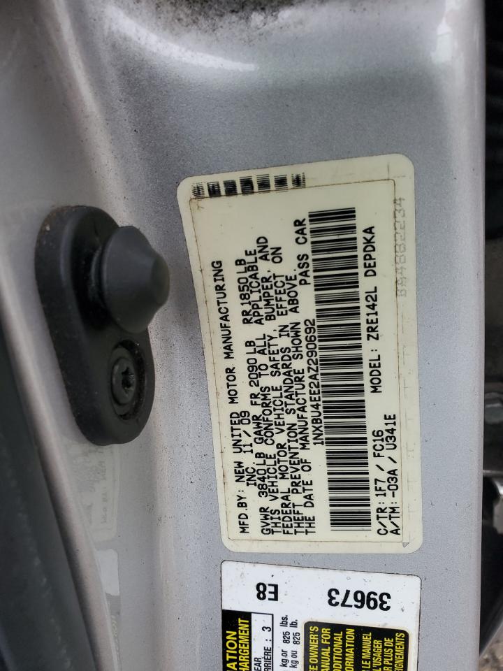 2010 Toyota Corolla VIN 1NXBU4EE2AZ290692 Copart auction photo, side / front end damage thumbnail 12
