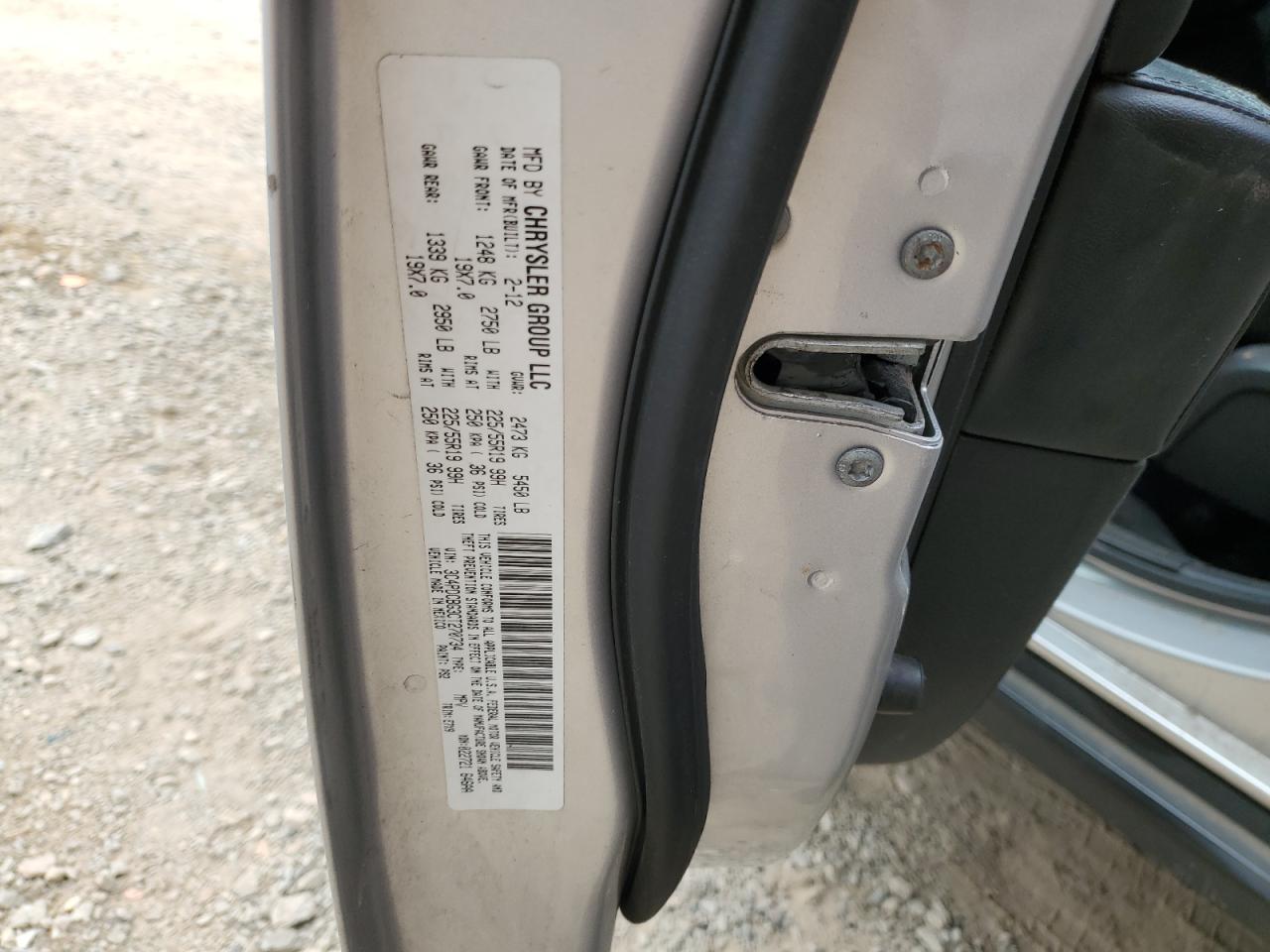2012 Dodge Journey VIN 3C4PDCBG3CT270734 Copart auction photo, side / front end damage thumbnail 15
