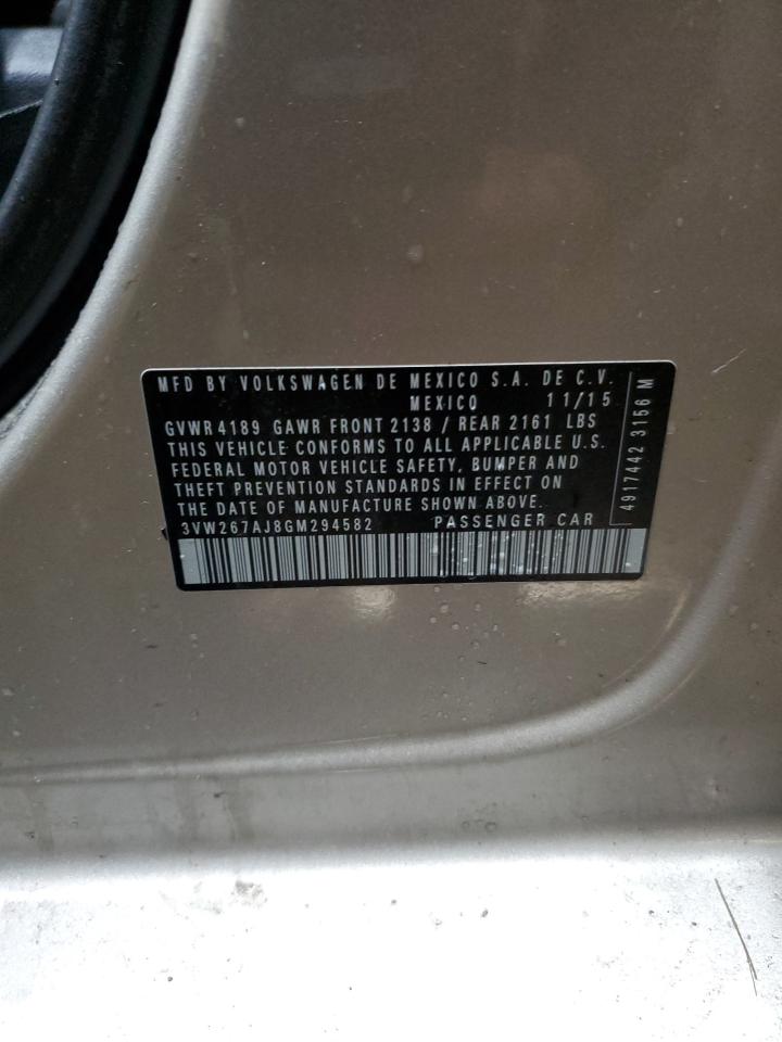 2016 Volkswagen Jetta VIN 3VW267AJ8GM294582 Copart auction photo, front end / side damage thumbnail 12