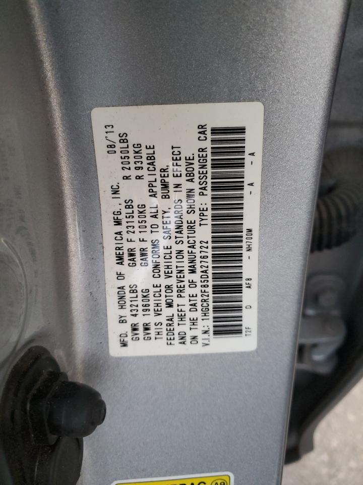 2013 Honda Accord VIN 1HGCR2F85DA276722 Copart auction photo, front end damage thumbnail 13