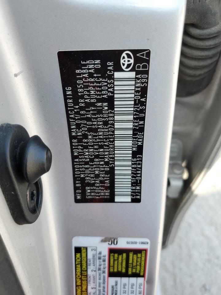 2014 Toyota Corolla VIN 5YFBURHE4EP079882 Copart auction photo, all over damage thumbnail 13