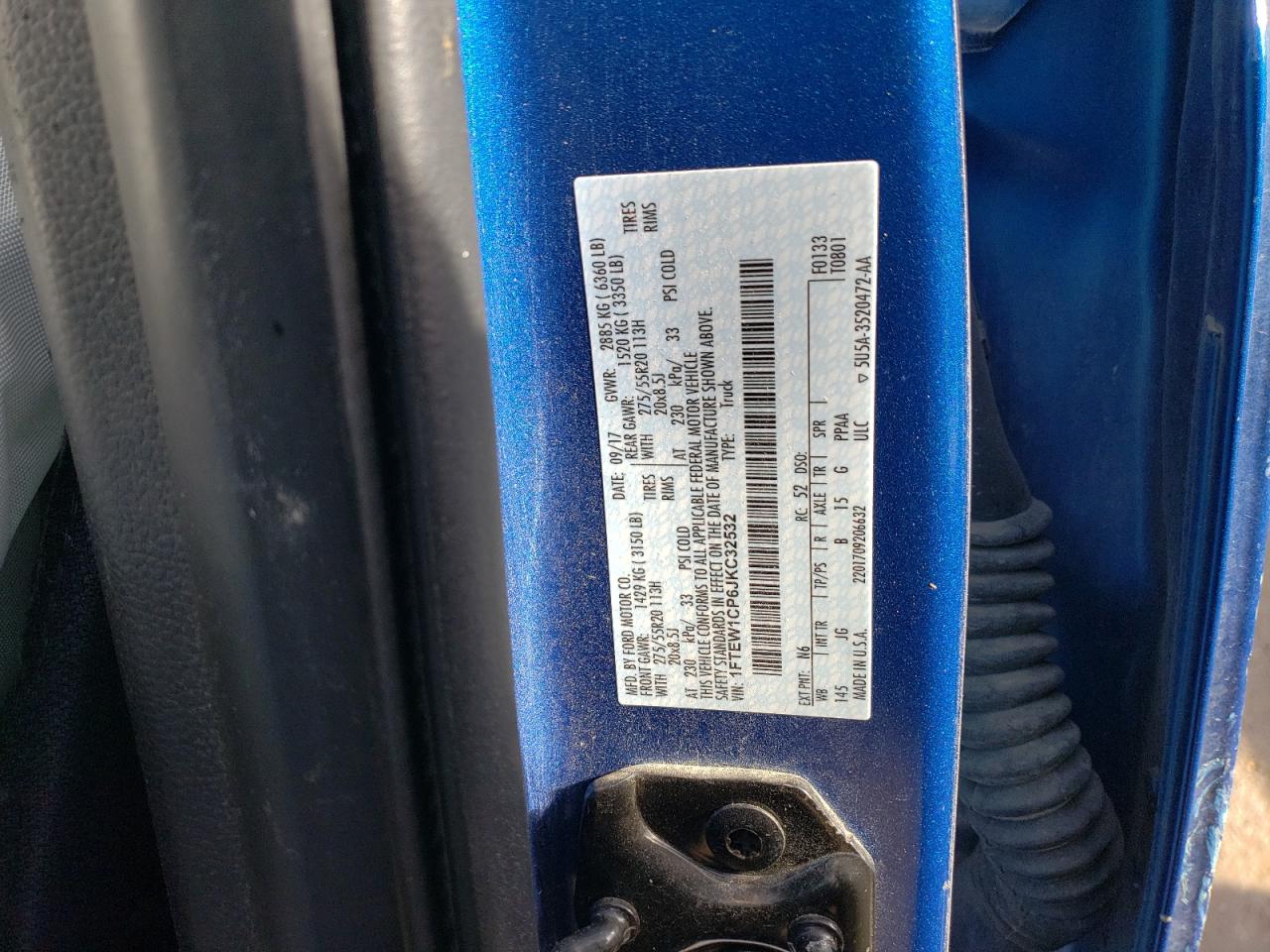 2018 Ford F-150 VIN 1FTEW1CP6JKC32532 Copart auction photo, all over / undercarriage damage thumbnail 12