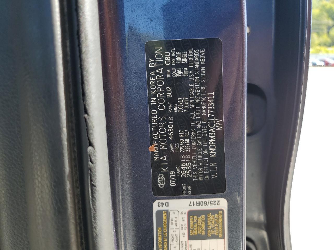 2020 KIA Sportage VIN KNDPM3AC1L7733411 Copart auction photo, front end damage thumbnail 13