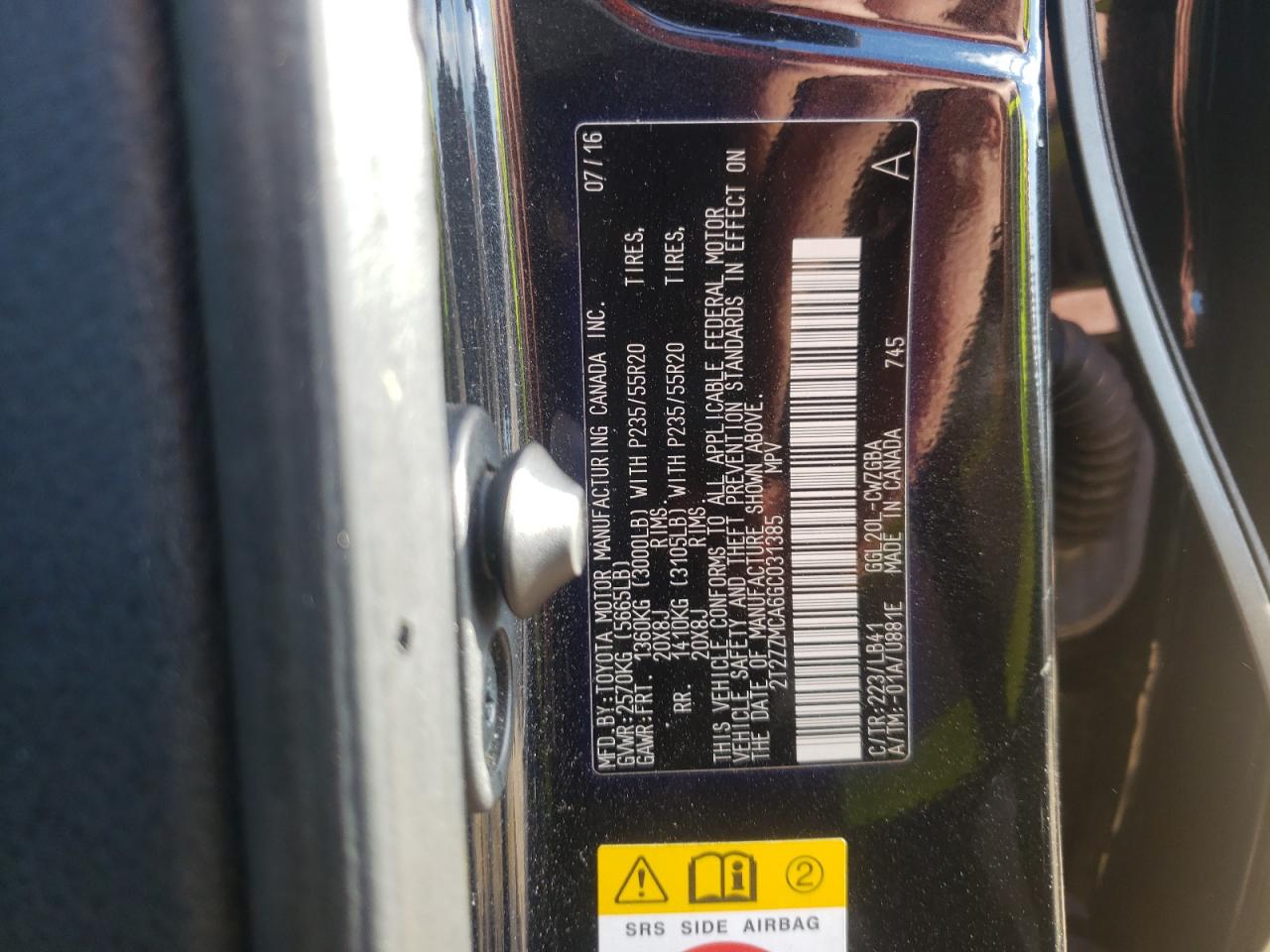 2016 Lexus RX VIN 2T2ZZMCA6GC031385 Copart auction photo, front end damage thumbnail 15