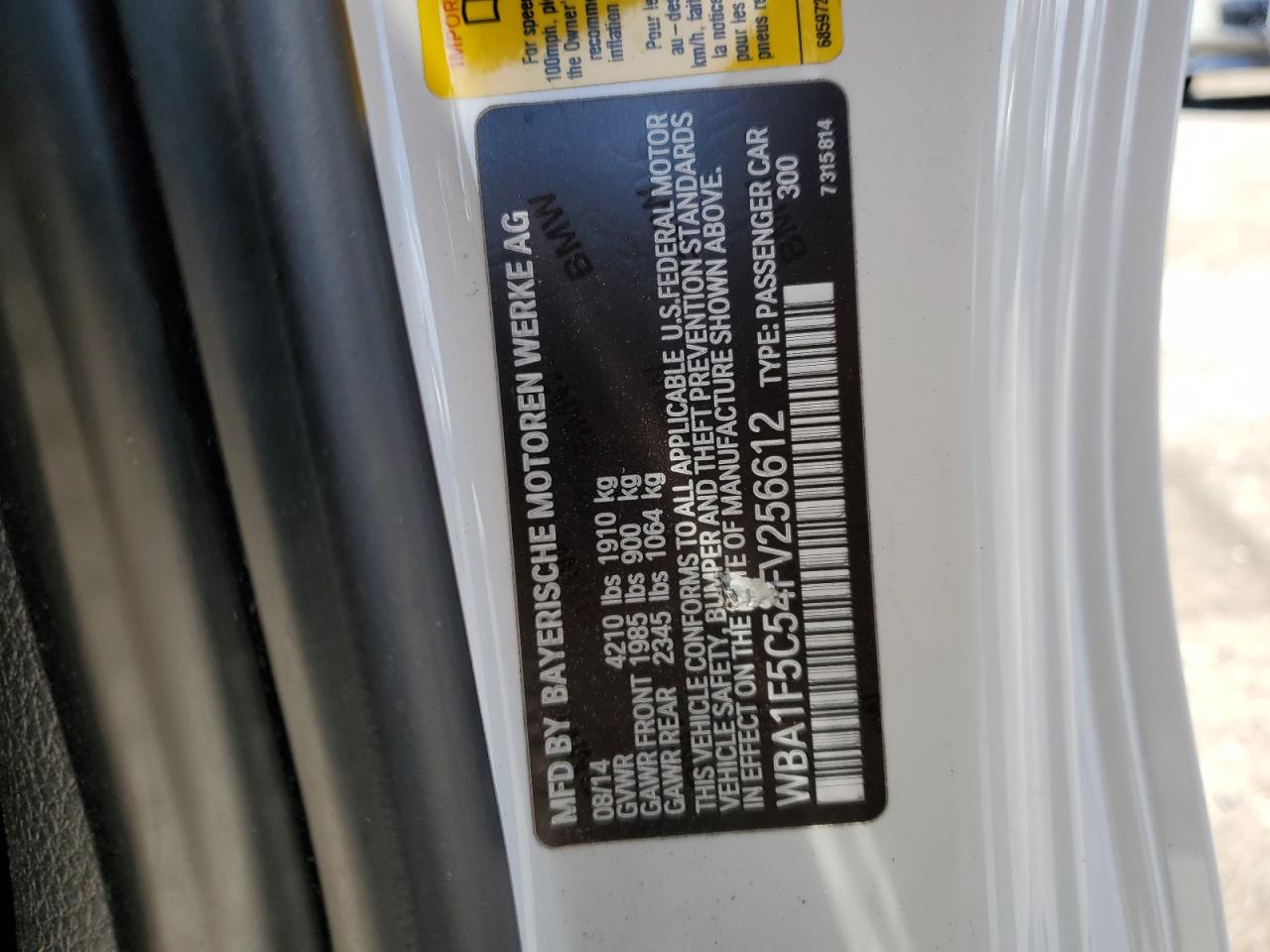 2015 BMW 2er VIN WBA1F5C54FV256612 Copart auction photo, minor dent/scratches damage thumbnail 12