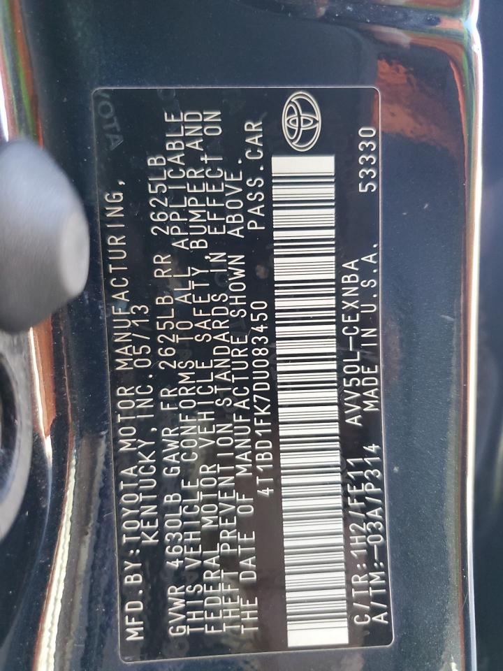 2013 Toyota Camry VIN 4T1BD1FK7DU083450 Copart auction photo, side damage thumbnail 12