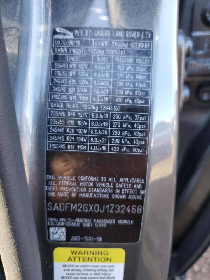 2018 Jaguar E-Pace VIN SADFM2GX0J1Z32468 Copart auction photo, minor dent/scratches damage thumbnail 12