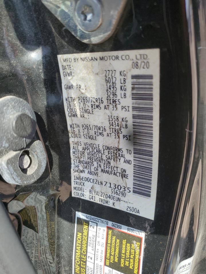2020 Nissan Navara (Frontier) VIN 1N6ED0CE2LN713035 Copart auction photo, front end damage thumbnail 12