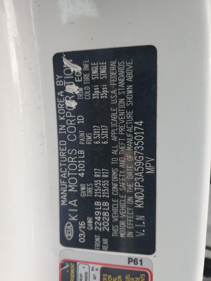 2016 KIA Soul VIN KNDJP3A59G7350174 Copart auction photo, biohazard/chemical / vandalism damage thumbnail 12