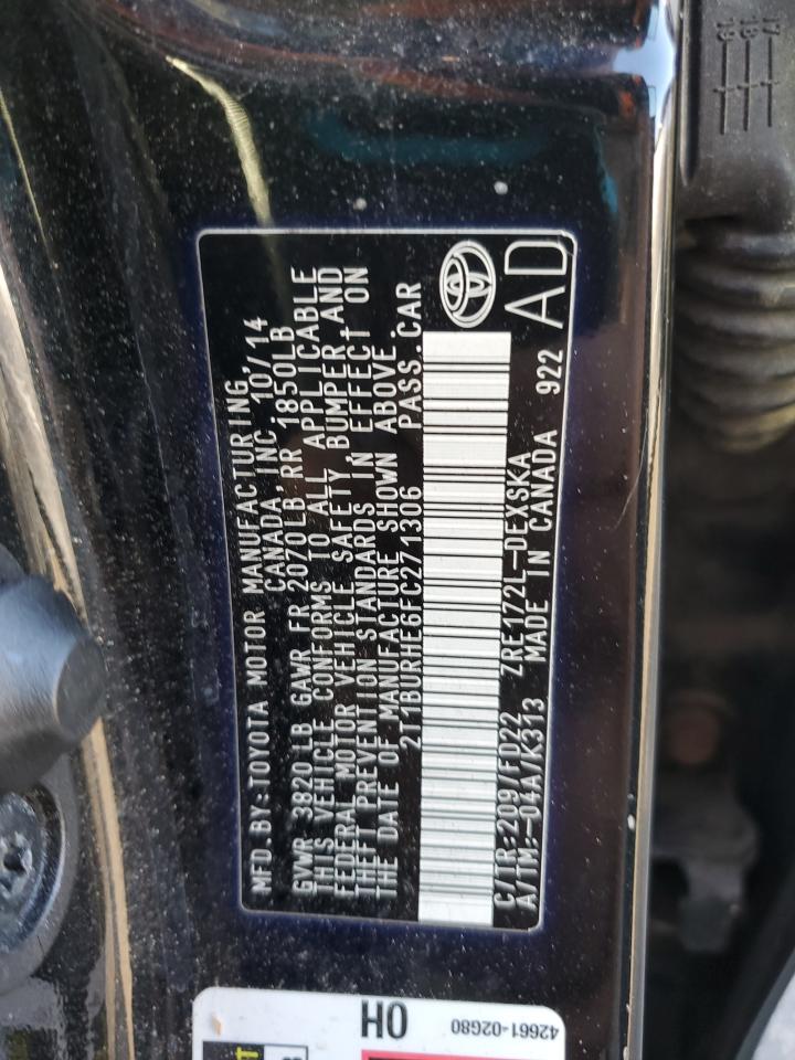 2015 Toyota Corolla VIN 2T1BURHE6FC271306 Copart auction photo, rear end / minor dent/scratches damage thumbnail 12