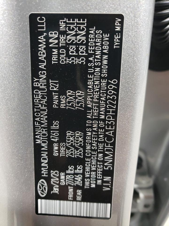 2023 Hyundai Tucson VIN 5NMJFCAE3PH223996 Copart auction photo, front end damage thumbnail 14