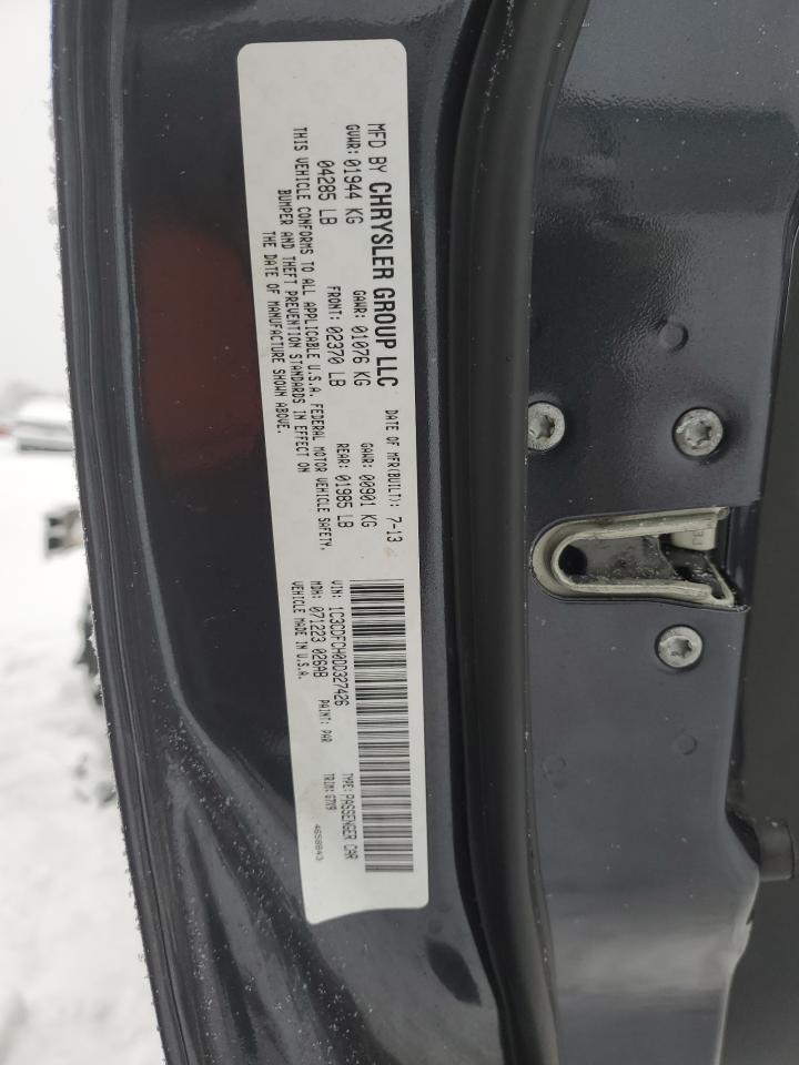 2013 Dodge Dart VIN 1C3CDFCH0DD327426 Copart auction photo, front end / side damage thumbnail 15