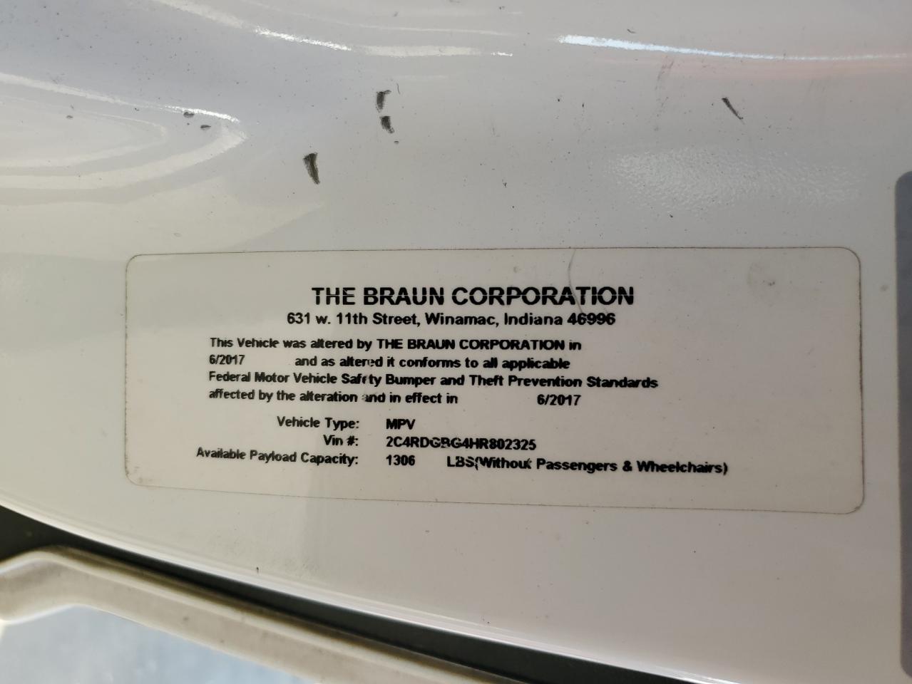 2017 Dodge Caravan VIN 2C4RDGBG4HR802325 Copart auction photo, normal wear damage thumbnail 14