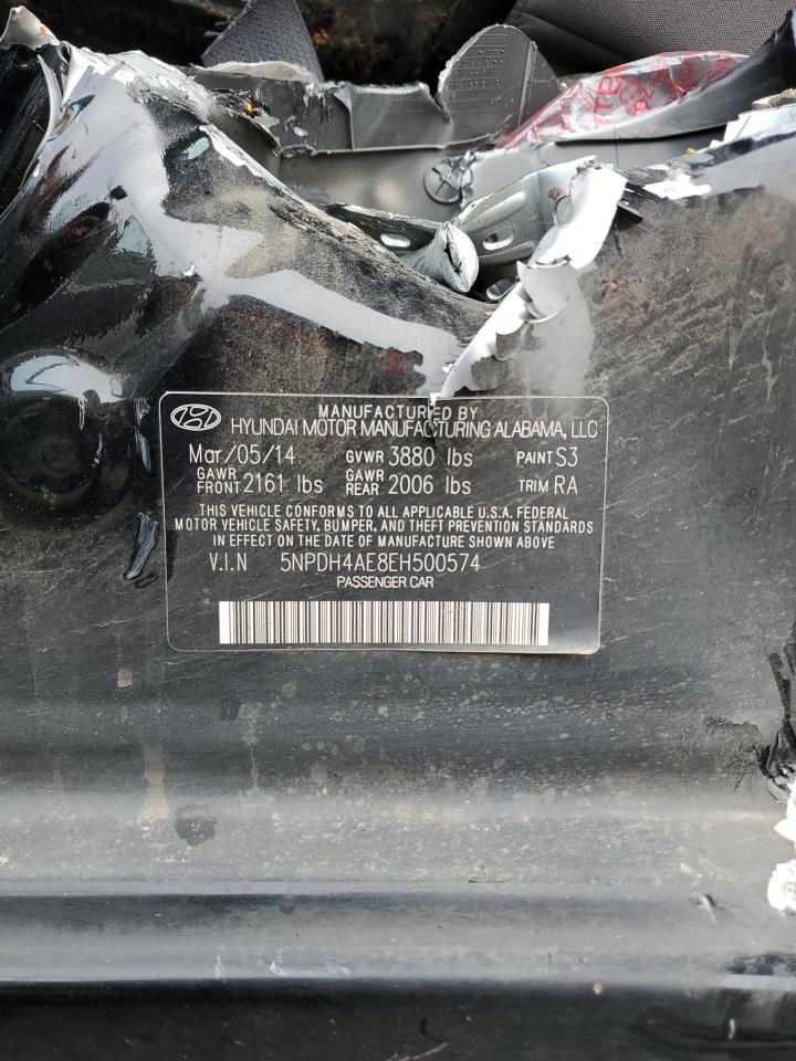 2014 Hyundai Elantra VIN 5NPDH4AE8EH500574 Copart auction photo, all over damage thumbnail 12