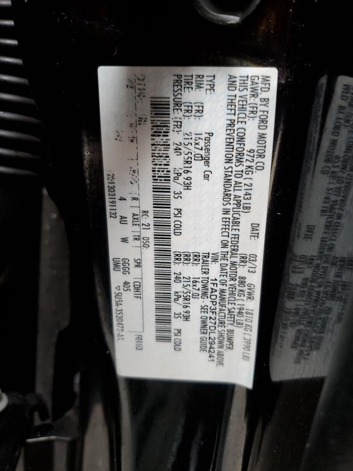 2013 Ford Focus VIN 1FADP3F27DL294241 Copart auction photo, front end damage thumbnail 12
