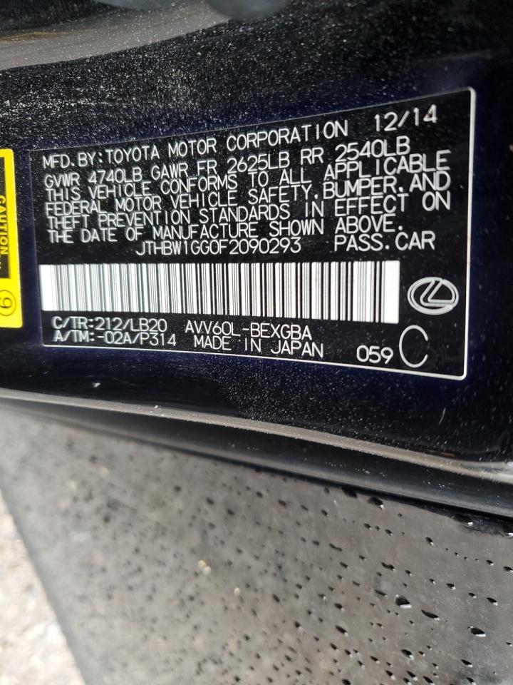 2015 Lexus ES VIN JTHBW1GG0F2090293 Copart auction photo, rear end damage thumbnail 15