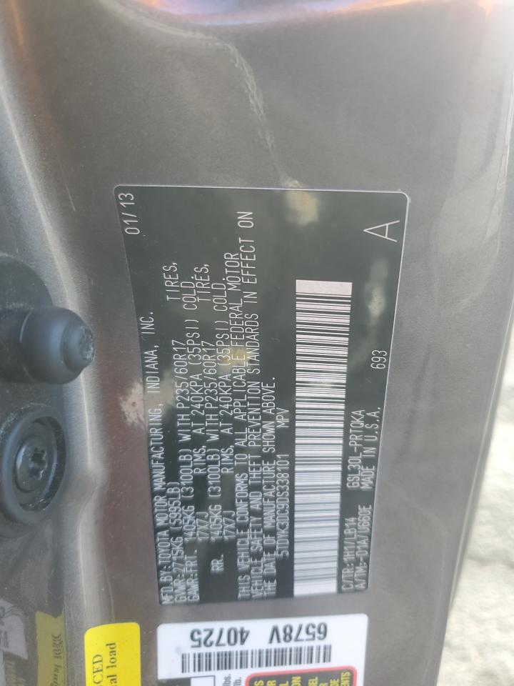 2013 Toyota Sienna VIN 5TDYK3DC9DS338101 Copart auction photo, all over damage thumbnail 13