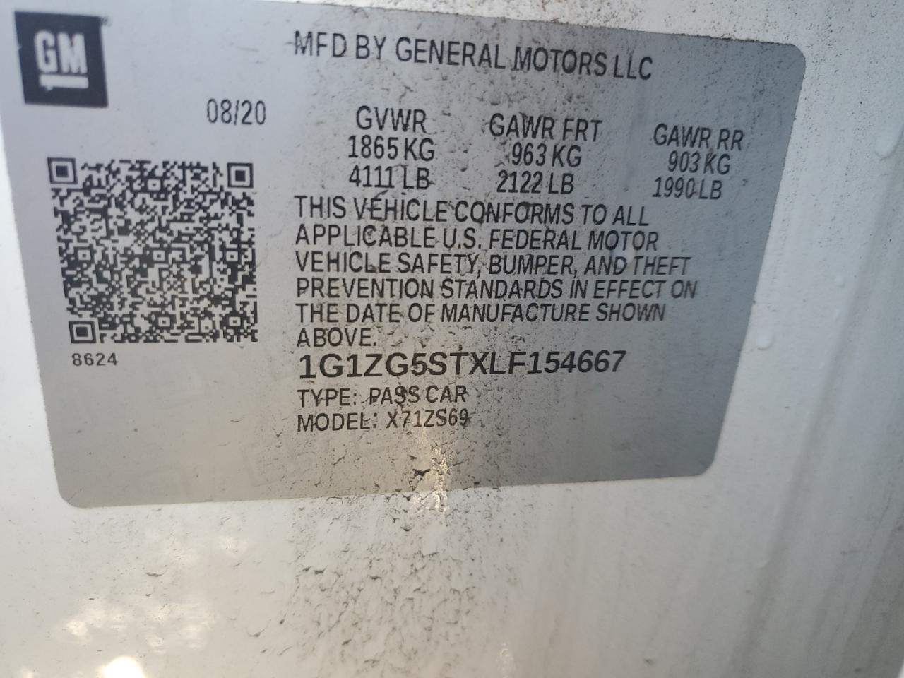 2020 Chevrolet Malibu VIN 1G1ZG5STXLF154667 Copart auction photo, front end damage thumbnail 12